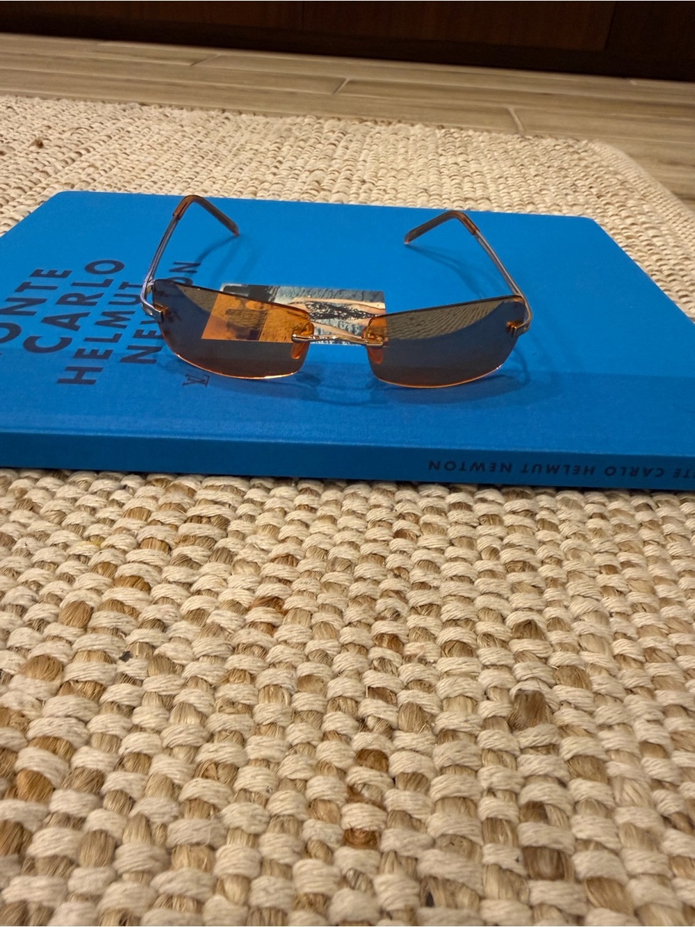 Vintage 2000s Y2K Rimless Tinted Sunglasses – Orange/Amber Lens